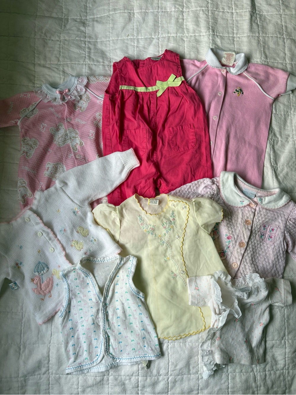 Vintage Nursery Rhyme & More Baby Girl 3-6 Months Overalls, Sweaters, and Dresse